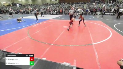 78 lbs Consolation - Zayden Rangel, Corning Sharks vs Colt Cordova, Westside Wrestling Inc