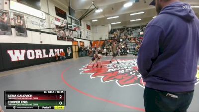 50-55 lbs Round 2 - Cooper Enis, Thermopolis Wrestling Club vs Ilena Galovich, Thermopolis Wrestling Club