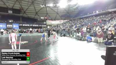 85 lbs 1st Place Match - Raiden Crook-Hutsler, White River Hornets Wrestling Club vs Luis Sanchez, Damaged Ear Wrestling Club