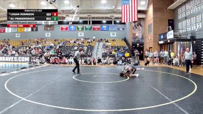 133 lbs 3rd Place Match - Eli Pendergrass, Mount Olive vs Logan Robinson, UNC Pembroke