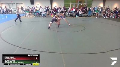 157 lbs Quarterfinal - Ryan Luth, Washington And Lee University vs Zane Cox, Roanoke College