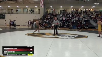 133 lbs Quarterfinal - Andrew Crapps, Missouri vs Zeth Romney, Cal Poly