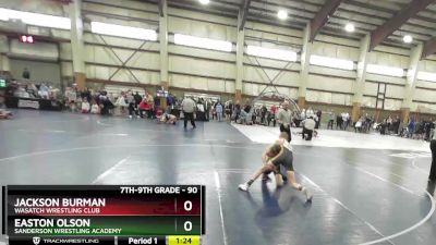 90 lbs Champ. Round 1 - Easton Olson, Sanderson Wrestling Academy vs Jackson Burman, Wasatch Wrestling Club