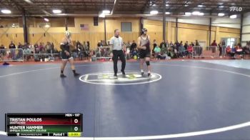 197 lbs Champ. Round 1 - Tristan Poulos, Unattached vs Hunter Hammer, Umpqua Community College