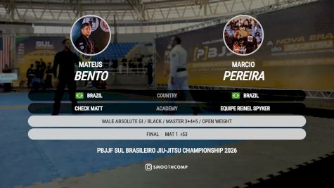 Matheus Bento vs Marcio Pereira 2026 PBJJF Sul Brasileiro Jiu-Jitsu Championships