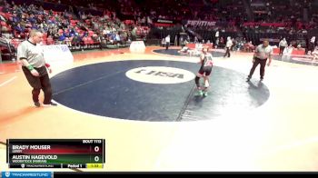 1A 106 lbs Quarterfinal - Brady Mouser, LeRoy vs Austin Hagevold, Woodstock (Marian)