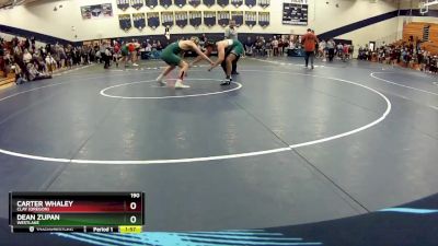 190 lbs Quarterfinal - Dean Zupan, WestLake vs Carter Whaley, Clay (Oregon)