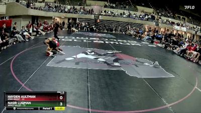 127 lbs Round 3 (4 Team) - Hayden Aultman, Iowa Grant vs Nasir Luqman, Apple Valley