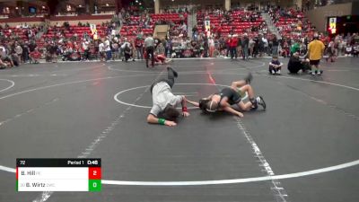 72 lbs Cons. Round 2 - Ben Wirtz, Carroll Wrestling Club vs Brodie Hill, Pomona Elite