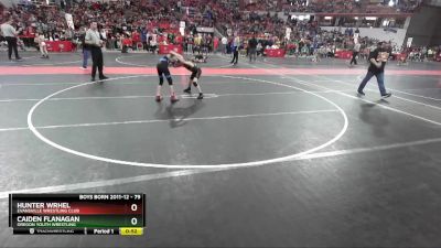 79 lbs Cons. Round 2 - Hunter Wrhel, Evansville Wrestling Club vs Caiden Flanagan, Oregon Youth Wrestling