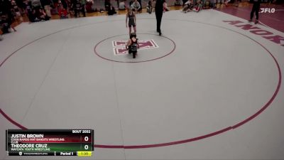 63 lbs Cons. Semi - Theodore Cruz, Wayzata Youth Wrestling vs Justin Brown, Coon Rapids Mat Bandits Wrestling Club