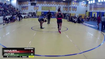 108 lbs Quarterfinal - Jazlyn Diaz, Riverdale Wrestling Club vs Miayalee Ortiz, George Jenkins High School