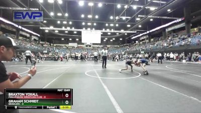 90 lbs Cons. Round 2 - Graham Schmidt, Brawlers vs Braxton Yoxall, Phillipsburg Wrestling Club