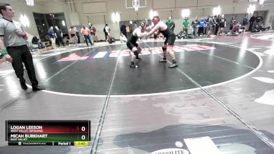 220 lbs Cons. Round 3 - Micah Burkhart, East Valley vs Logan Leeson, West Valley (Spokane)