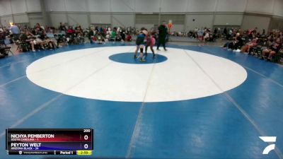 200 lbs Round 1 (16 Team) - Nichya Pemberton, South Carolina vs Peyton Welt, Arizona Black