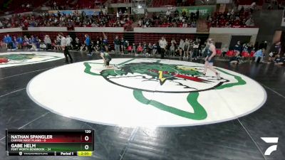 120 lbs Round 3 (8 Team) - Nathan Spangler, Canyon West Plains vs Gabe Helm, Fort Worth Benbrook