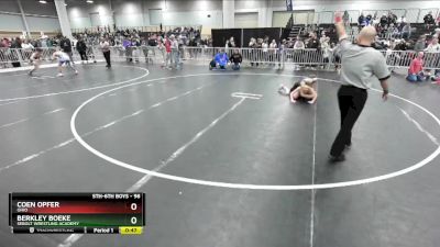 98 lbs Cons. Round 2 - Coen Opfer, Ohio vs Berkley Boeke, Sebolt Wrestling Academy