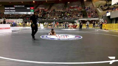 Bantam - 56 lbs Cons. Round 5 - Isaac Perez, Savage House Wrestling Club vs Nicoli Peake