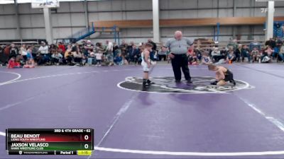 62 lbs Round 2 - Jaxson Velasco, Hawk Wrestling Club vs Beau Benoit, Lions Youth Wrestling