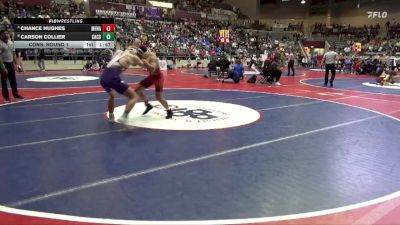 4A 150 lbs Cons. Round 1 - Carson Collier, Central Arkansas Christian School vs Chance Hughes, Mena