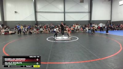 90 lbs Cons. Semi - Esabellah Warnken, Team Scorpion Wrestling Club vs Najalia Baublits, Toro World Club