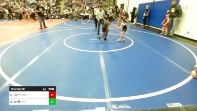 46 lbs Round Of 32 - Bodie Barr, Verdigris Youth Wrestling vs Amos Wolf, Sperry Wrestling Club