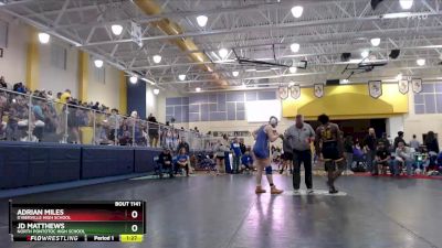 190 lbs Quarterfinal - Adrian Miles, D`Iberville High School vs JD Matthews, North Pontotoc High School