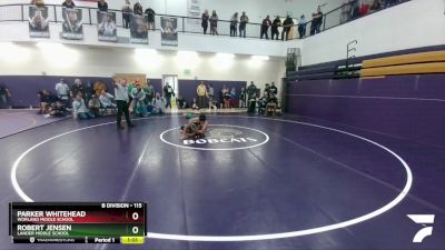 115 lbs Cons. Round 3 - Robert Jensen, Lander Middle School vs Parker Whitehead, Worland Middle School