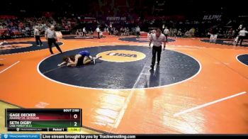 2A 157 lbs Quarterfinal - Gage Decker, Mahomet (M.-Seymour) vs Seth Digby, Lake Forest (H.S.)