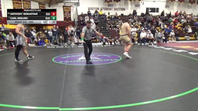 285 lbs Champ. Round 2 - Cael Mielnik, Blair Academy vs Anthony Sebastian, IC Catholic Prep