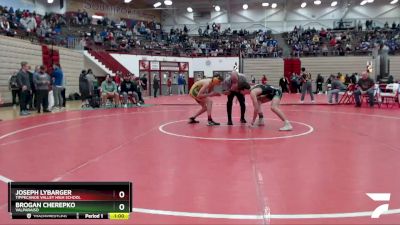 120 lbs Champ. Round 1 - Joseph Lybarger, Tippecanoe Valley High School vs Brogan Cherepko, Valparaiso