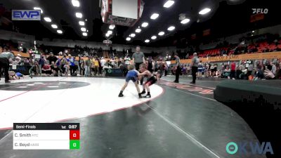 52 lbs Semifinal - Crew Smith, Hinton Takedown Club vs Caleb Boyd, Harrah Little League Wrestling