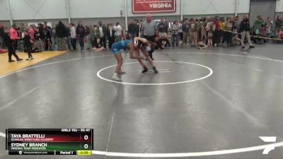 95-97 lbs Round 3 - Taya Brattelli, Scanlan Wrestling Academy vs Sydney Branch, Virginia Team Predator