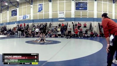 54 lbs Round 2 (4 Team) - Vincent Obregon, Bulldog Premier Wrestling Club vs Nico Freeman, Penn Wrestling Club