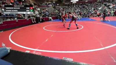 90 lbs Semifinal - Averie Olvera, Honey Badger Wrestling Club vs Emerson McCain, Gentry Youth Organization Wrestling