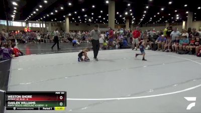 50 lbs Round 5 (6 Team) - Oaklen Williams, North Desoto Wrestling Academy vs Weston Shore, Patriot WC Blue