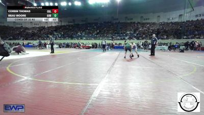 105 lbs Consi Of 32 #2 - Corbin Thomas, Collinsville Junior High vs Beau Moore, Gore Public Schools