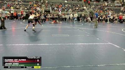 100 lbs Champ. Round 1 - Alianna `Joy` Alfred, Sioux Central Rebels vs Jayden Jones, Nebraska Wrestling Academy