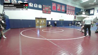 128 lbs Cons. Semi - Preston Schreck, Eastvale Elite vs Logan Arenas, Lancers WC
