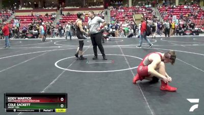 145 lbs Semifinal - Cole Sackett, Angry Fish vs Kody Wartick, Wellington Youth Wrestling