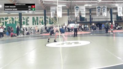 165 lbs Quarterfinal - Cody Walsh, Drexel vs Dawson Bond, App State - UNATT