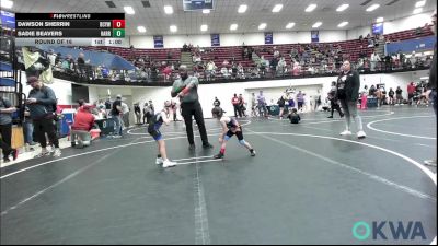 46-49 lbs Round Of 16 - Dawson Sherrin, Bridge Creek Youth Wrestling vs Sadie Beavers, Harrah