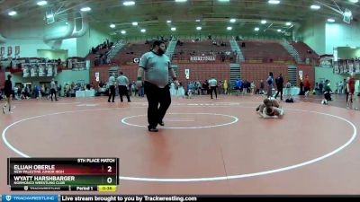 195 lbs 5th Place Match - Wyatt Harshbarger, Normonco Wrestling Club vs Elijah Oberle, New Palestine Junior High