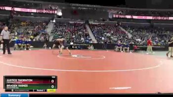 126 lbs Quarterfinal - Justice Thornton, Columbus North vs Braden Haines, Brownsburg