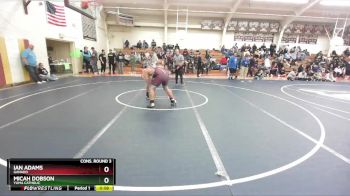 215 lbs Cons. Round 3 - Micah Dobson, Yuma Catholic vs Ian Adams, Ganado