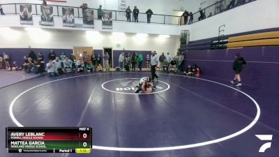 84 lbs Semifinal - Mattea Garcia, Worland Middle School vs Avery Leblanc, Powell Middle School