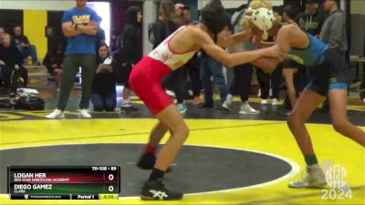 89 lbs Cons. Round 3 - Diego Gamez, Clark vs Logan Her, Red Star Wrestling Academy