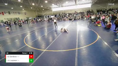 82 lbs Champ. Round 1 - Gabriel Cordova, Green River Grapplers vs Hank Laymon, TW Wrestling