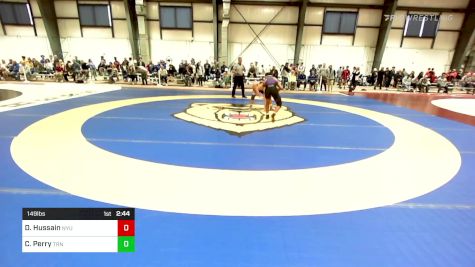 149 lbs Quarterfinal - Dan Hussain, New York University vs Chris Perry, Trinity