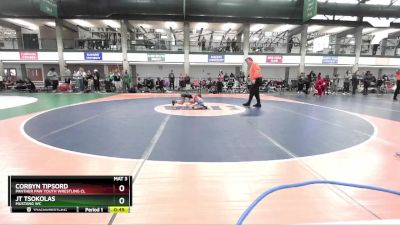 52-56 lbs Quarterfinal - Jt Tsokolas, Mustang WC vs Corbyn Tipsord, Panther Paw Youth Wrestling Cl